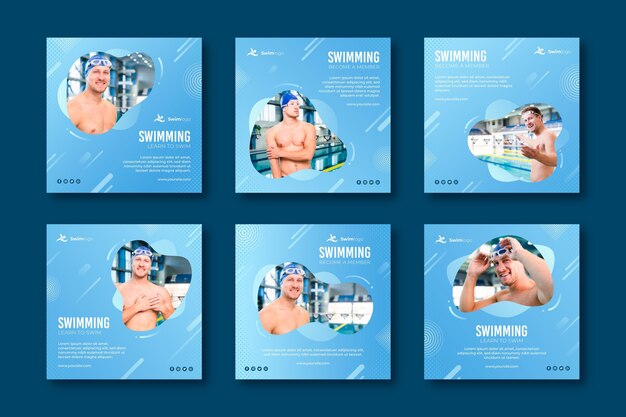 Swimming instagram posts template