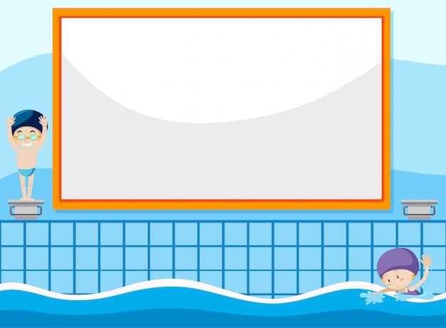 Swimming kid background illustration