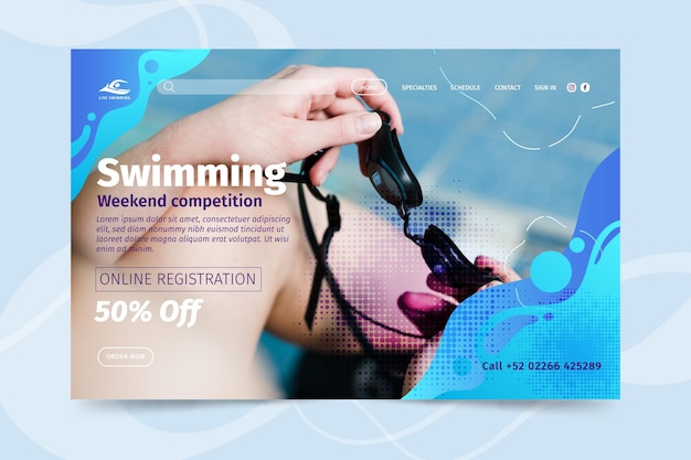 Concetto di landing page di nuoto