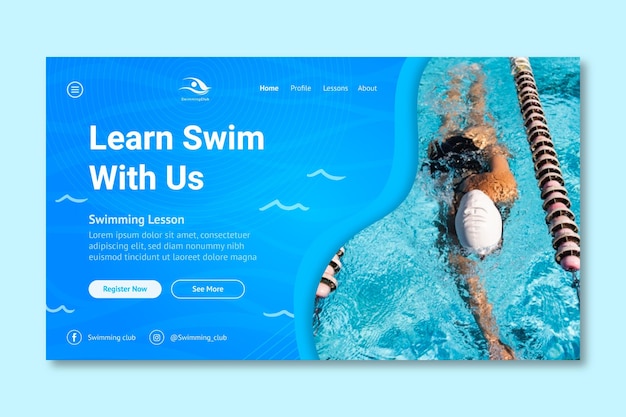 swimming landing page template