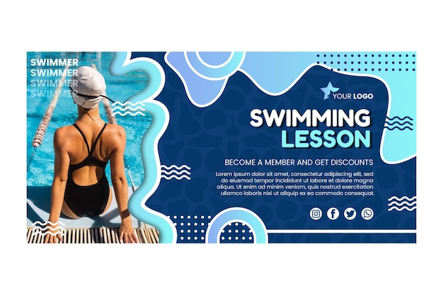 Free vector swimming lesson banner template