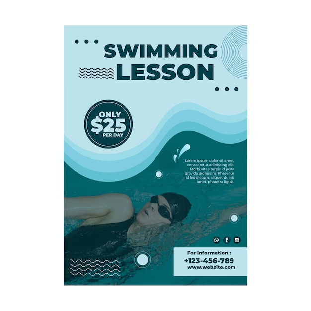 Free vector swimming lesson flyer design