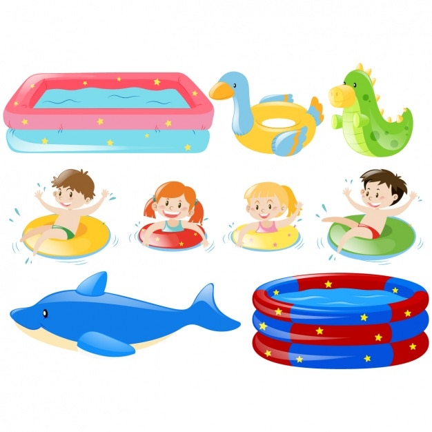 Free vector swimming pool elements collection