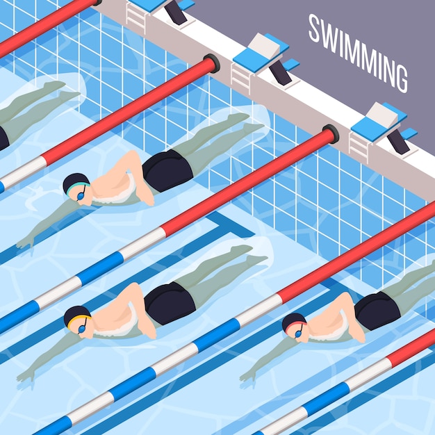 Бесплатное векторное изображение Бассейн для людей, интересующихся спортом векторная иллюстрация