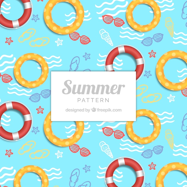Free vector swimming pool pattern with floats