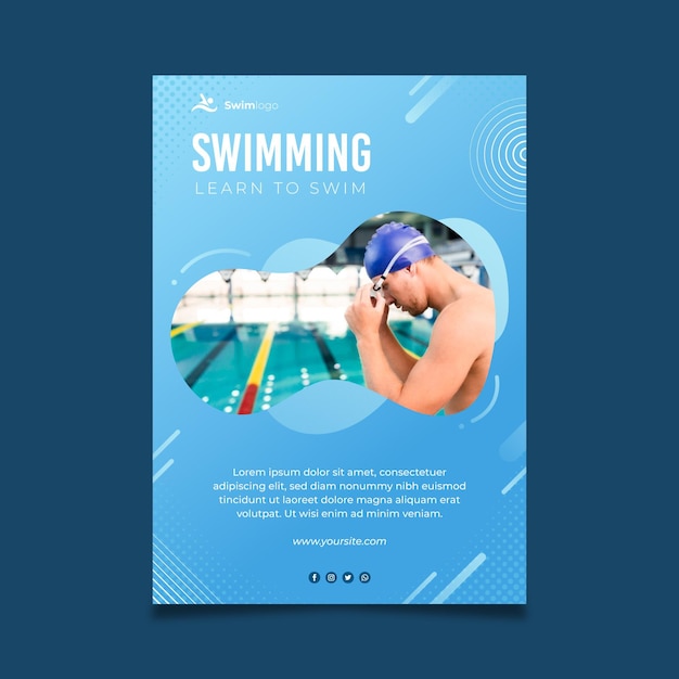 Vettore gratuito modello di poster di nuoto