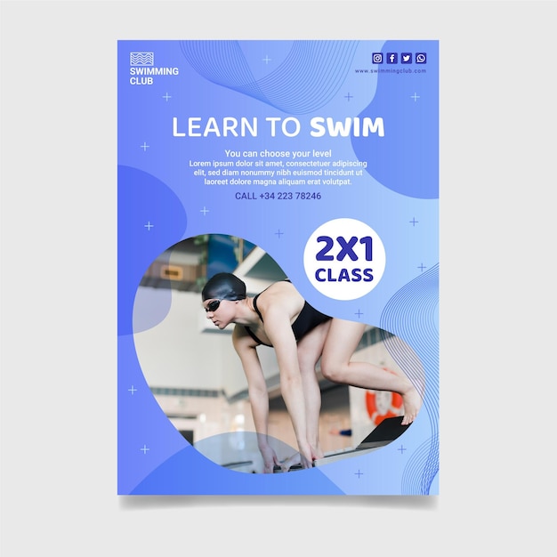 Vettore gratuito modello di poster di nuoto swimming