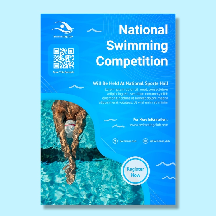 Free Vector swimming vertical poster template