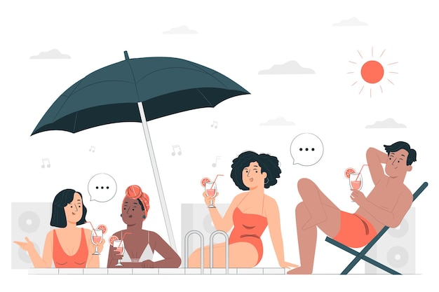 Free vector swimsuit party concept illustration