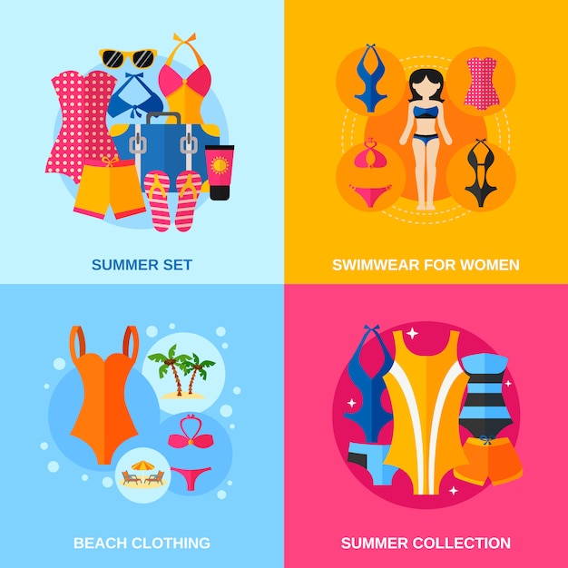 Free vector swimwear decorative banner set