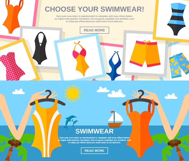 Swimwear Flat Banner Set 