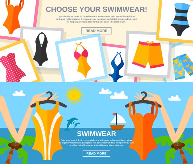 Swimwear Flat Banner Set 