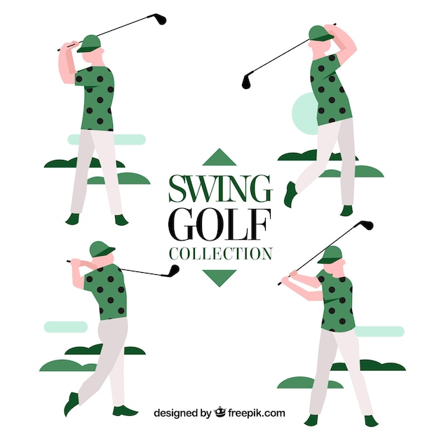 Vettore gratuito collezione di golf swing con giocatori