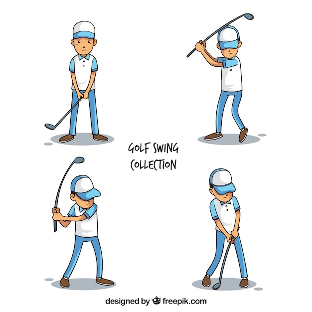 Free vector swing golf collection with players