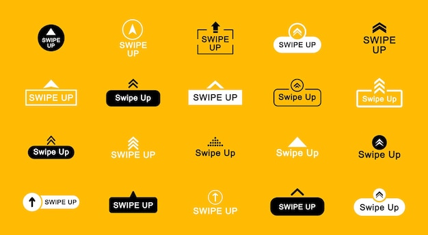 Swipe up icon set arrow up buttons swipe up icons for social media stories