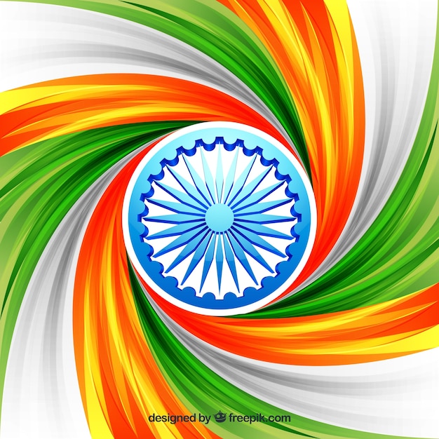 Free vector swirl background with ashoka chakra