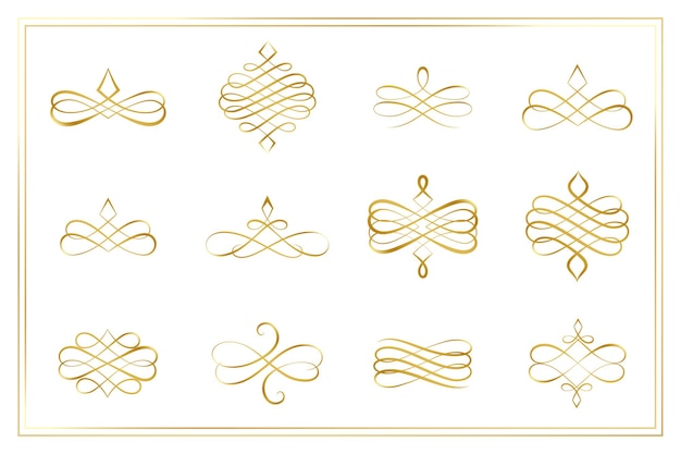 Swirl calligraphic ornament decorative borders or dividers collection