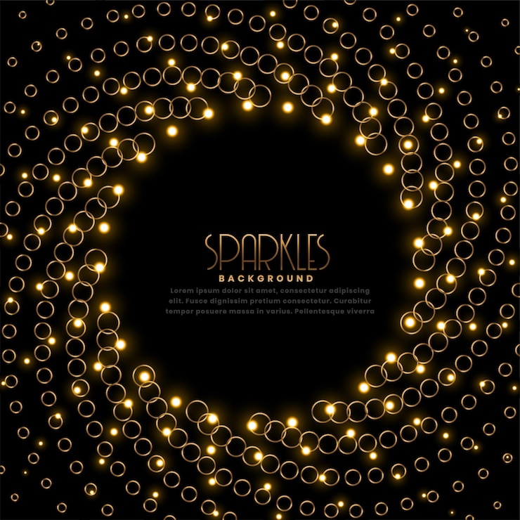 Free Vector swirl golden sparkles frame on black background