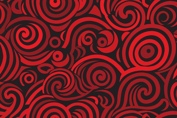 Free Vector swirling abstract red irregular organic lines seamless pattern