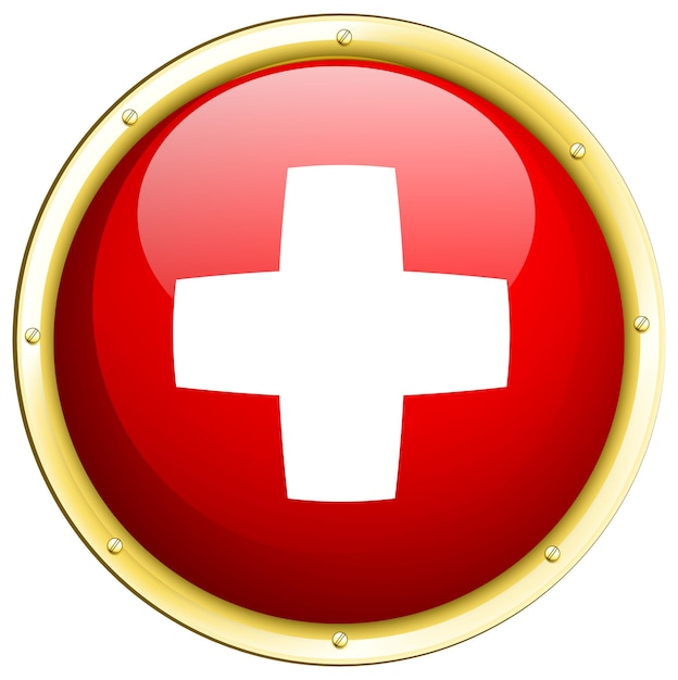 Швейцарский флаг на круглом значке