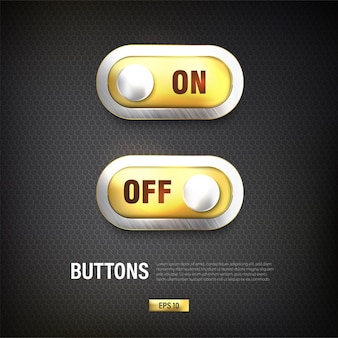 Switch on and off button vector color gold