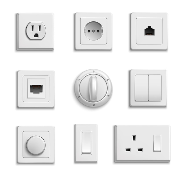 Free vector switches sockets realistic set