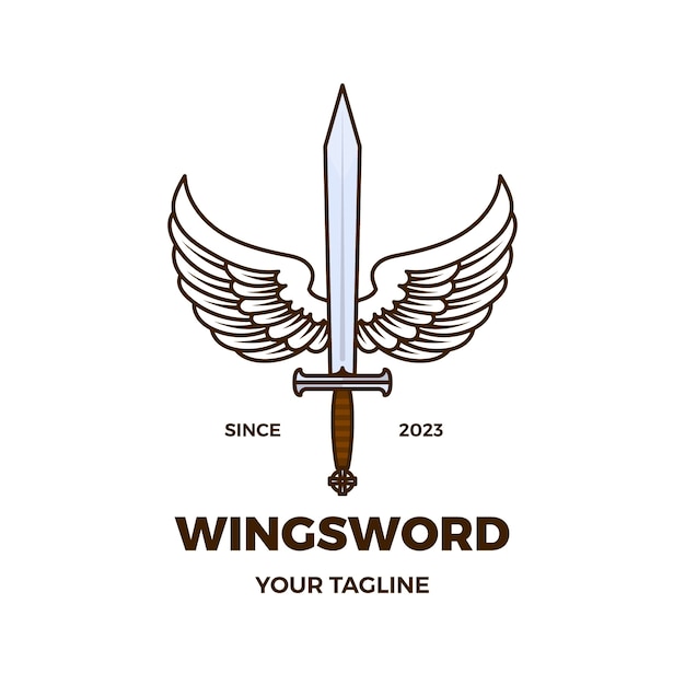 Vettore gratuito design del logo delle ali di spada