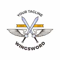 Free vector sword wings logo design