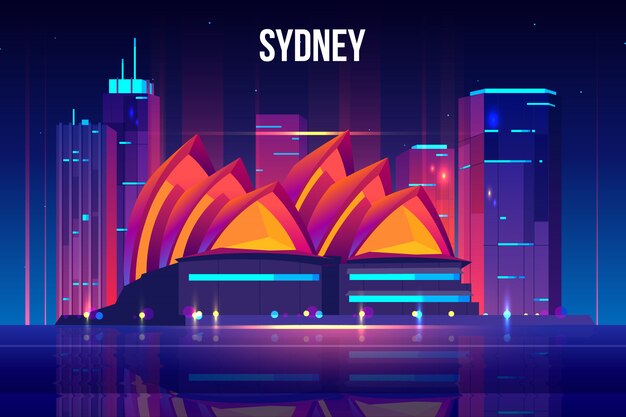 Sydney cityscape cartoon illustration