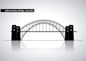 Sydney harbor bridge in australia, silhouette illustration