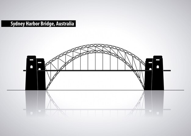 Мост Харбор-бридж в Австралии, иллюстрация силуэта