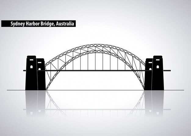 Sydney Harbor Bridge in Australia, silhouette illustration