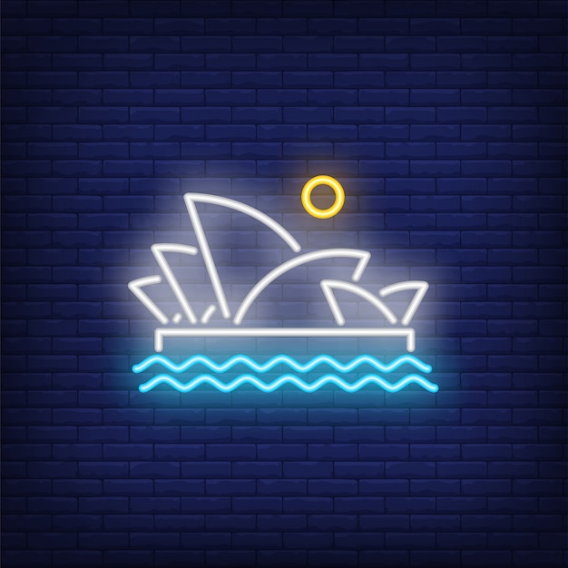 Free vector sydney opera neon sign