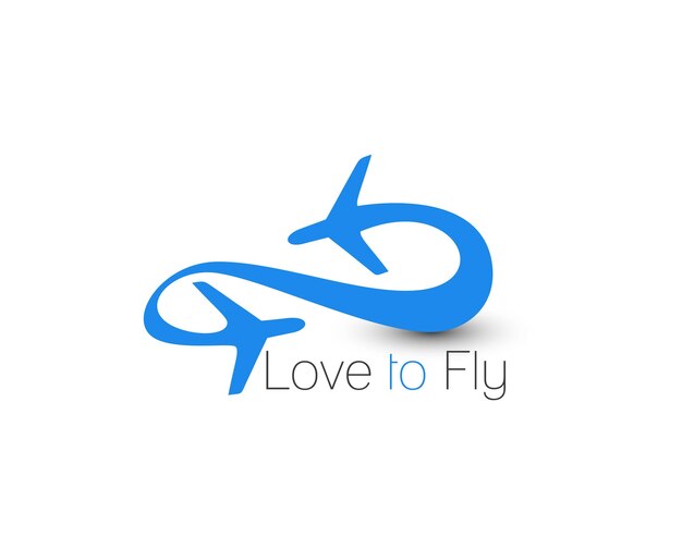 Символ путешествия LogoLove to Fly Изолированный векторный дизайн