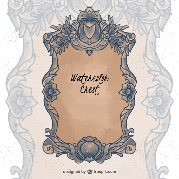 Free vector symbolic shield of floral decoration in vintage style