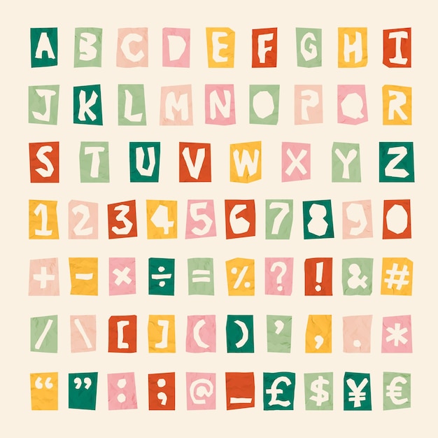 Symbols, alphabet, numbers font lettering