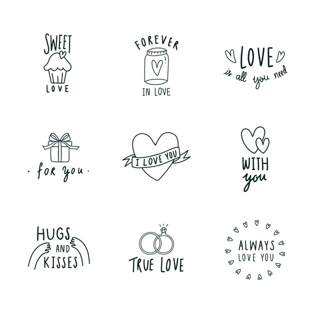 Symbols of love icon set vector