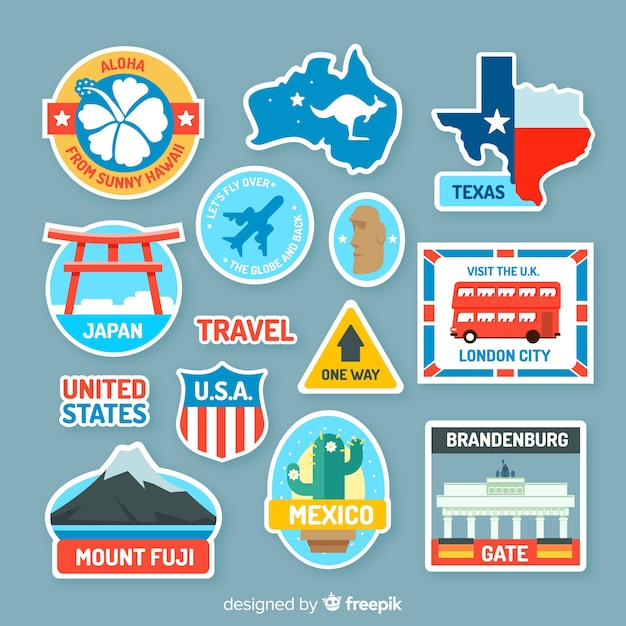 Free vector symbols travel sticker collection