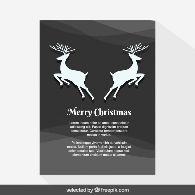 Free vector symmetrical deers in grey christmas card