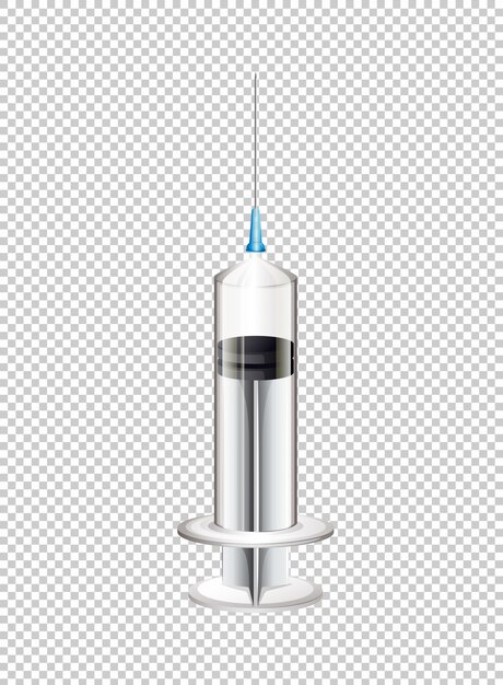 Syringe with needle on transparent 