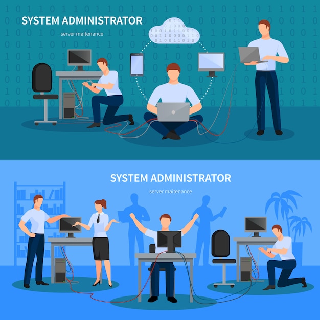 Free vector system administrator banners set