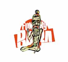 Free vector t-shirt design funky baba - yogi holding a joint or cigarette, vector illustration