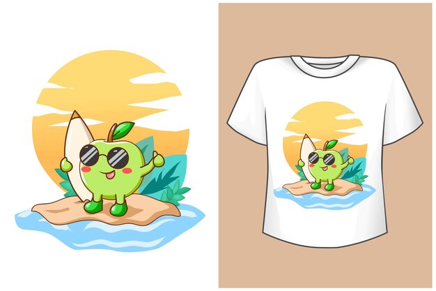夏のtシャツデザインモックアップかわいいパイナップル プレミアムベクター