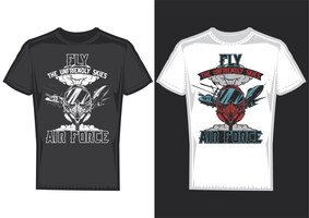 Free vector t-shirt design samples with illustration of air forces