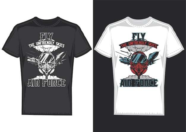 T-shirt design samples with illustration of air forces