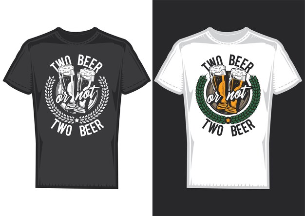 Образцы дизайна футболки с иллюстрацией дизайна пива.