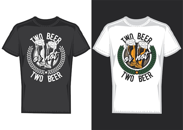 ビールのデザインのイラストが入ったTシャツのデザインサンプル。