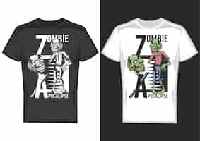 Vettore gratuito campioni di design di t-shirt con illustrazione di zombi.