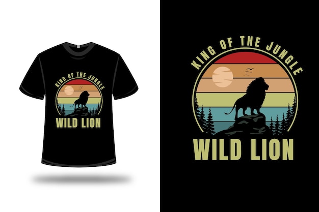 T-shirt king of the jungle wild lion color red orange and green