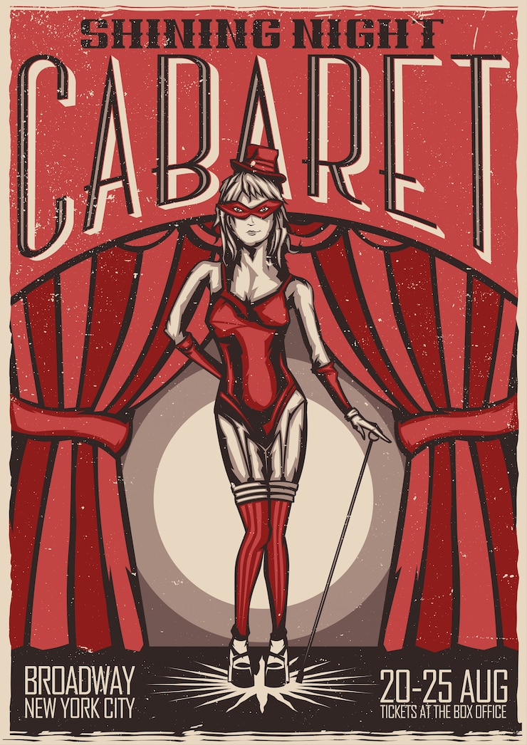 Free Vector t-shirt or poster design with illustration of cabaret dancer girl
